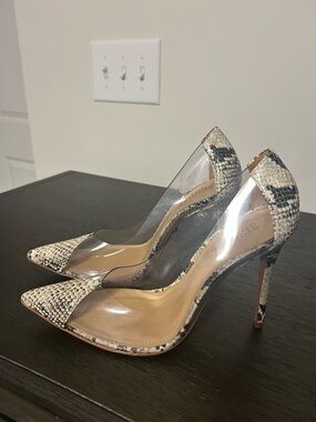 SCHUTZ Cendi Snake Print & Clear Pumps
